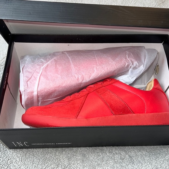 INC International Concepts Mens Court Red Harlan Preppy Casual Sneakers - Picture 2 of 11